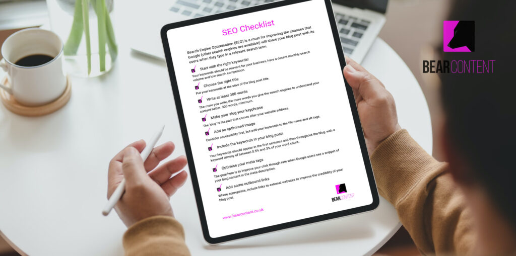 Your SEO Checklist from Bear Content